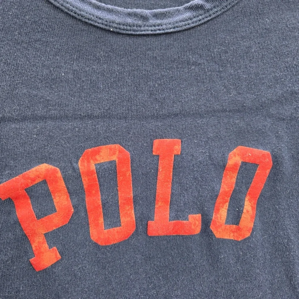 Polo Ralph Lauren Men Shirt Large Blue Colorblock Logo Long Sleeve READ